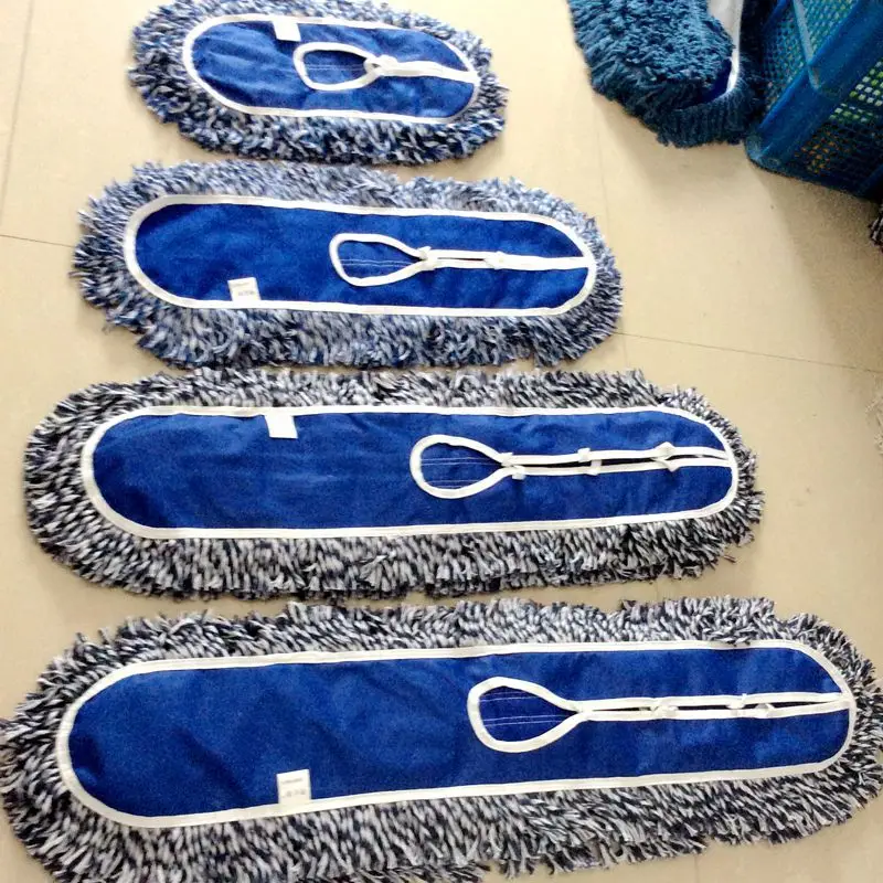 Blue Flat Mop with Metal Handle for Home Cleaning