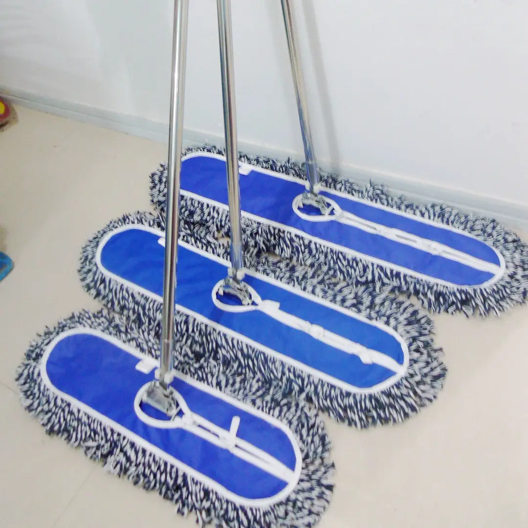 Blue Flat Mop with Metal Handle for Home Cleaning