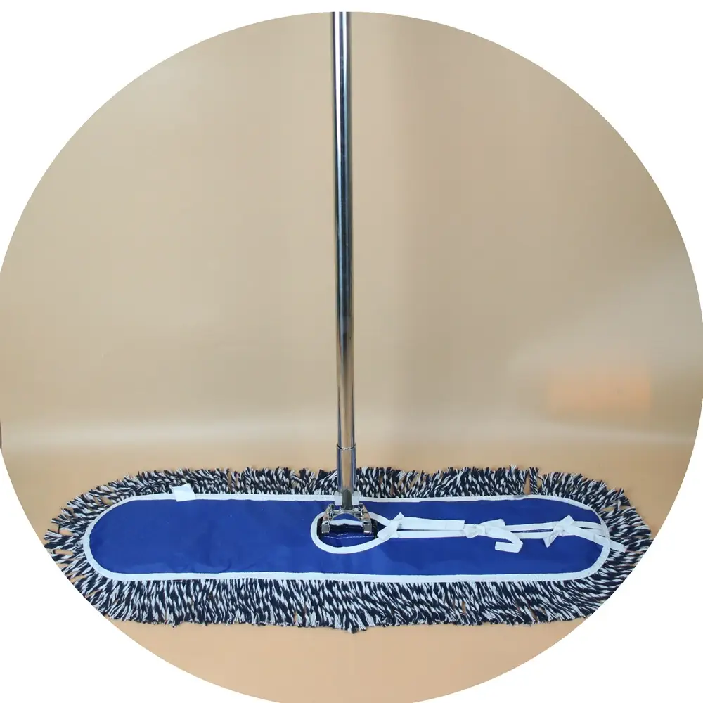 Blue Flat Mop with Metal Handle for Home Cleaning