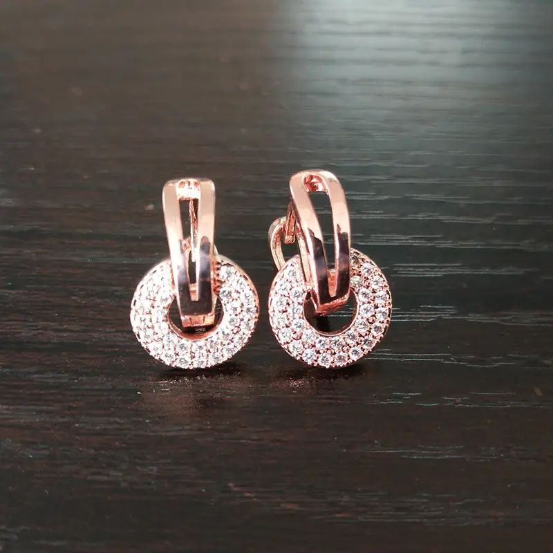 Joker-Inspired Zircon Earrings Gold Tone