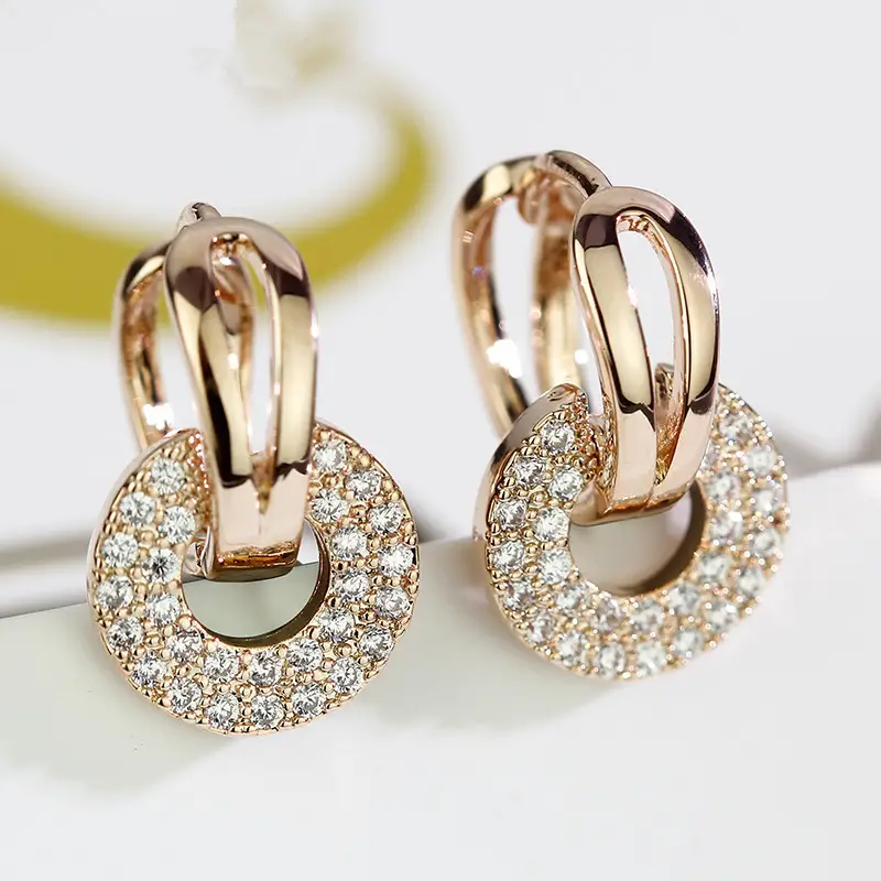 Joker-Inspired Zircon Earrings Gold Tone
