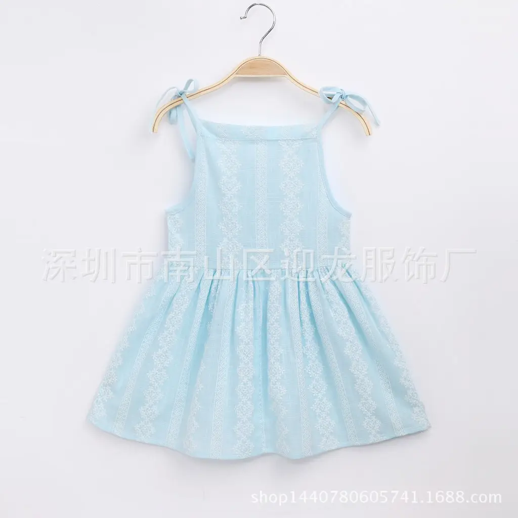 Pink Sleeveless Floral Dress for Girls with Tie Straps