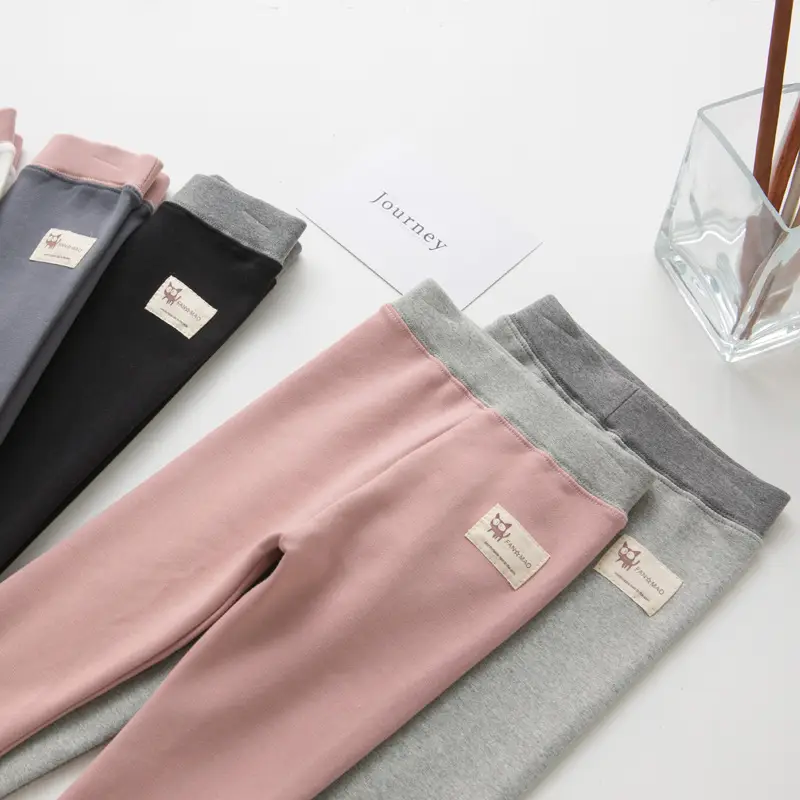 Cute Cat Logo Cotton Leggings for Kids Spring Autumn