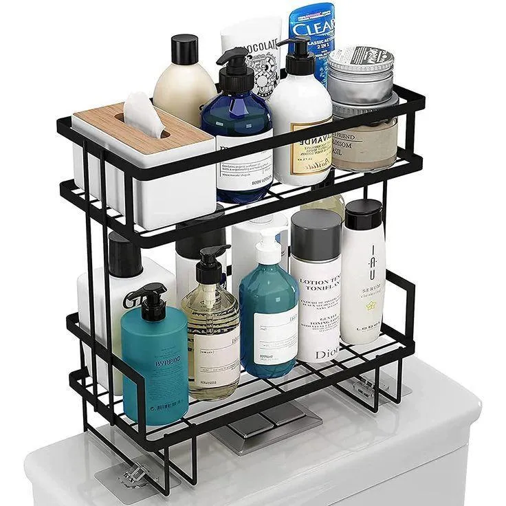 Stainless Steel Bathroom Shelf Two Tier Black