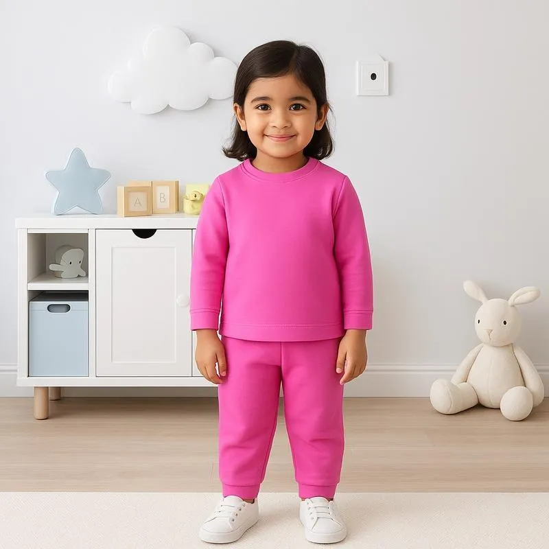 Pink Fleece Tracksuit for Girls 7-8 Years