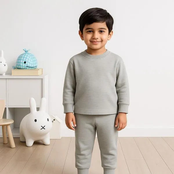 Kids Grey Fleece Tracksuit 2-Piece Set for Boys Girls
