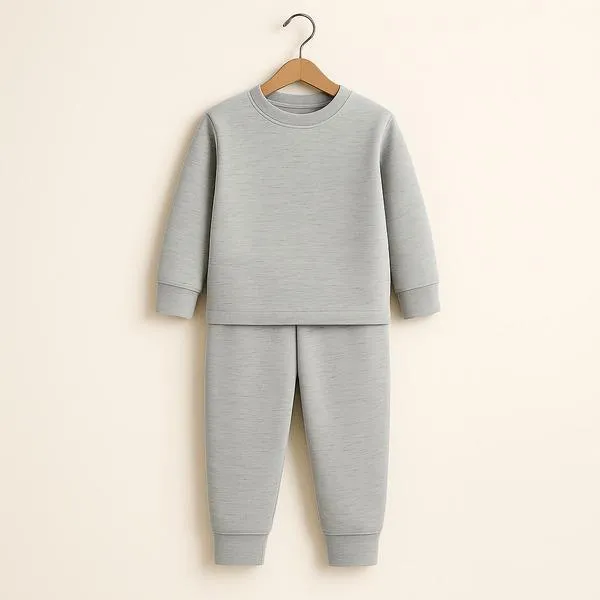 Kids Grey Fleece Tracksuit 2-Piece Set for Boys Girls