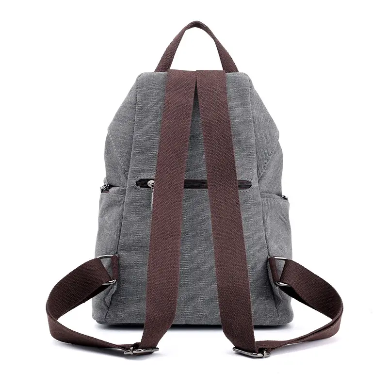 Women Canvas Backpack Retro Casual College Style Grey