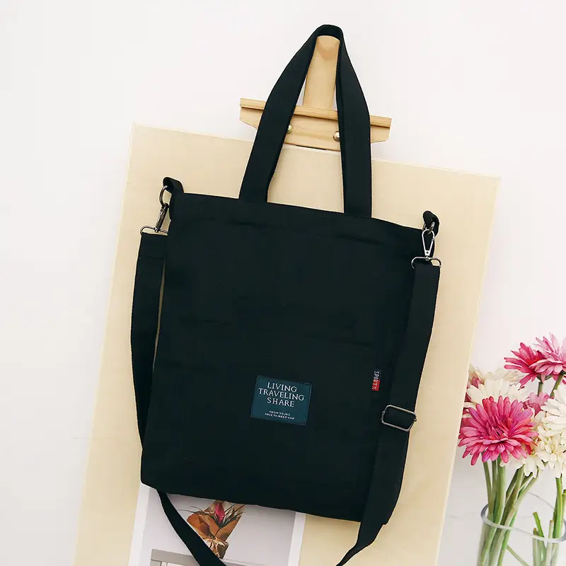 Yellow Canvas Shoulder Bag for Women with Detachable Strap