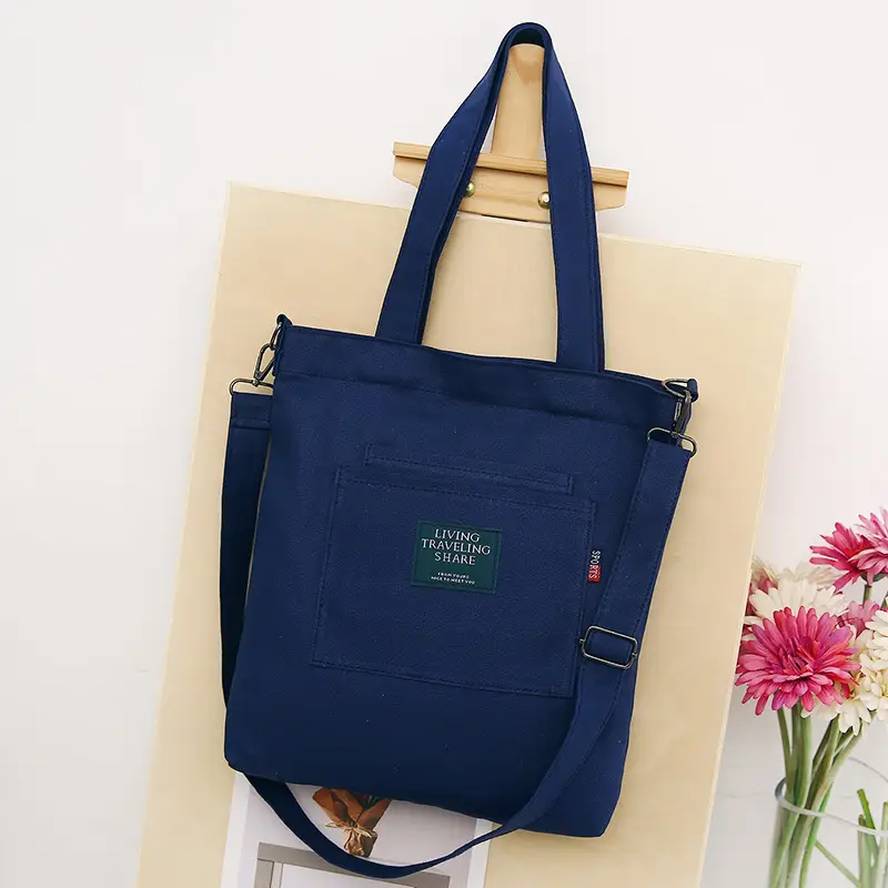 Yellow Canvas Shoulder Bag for Women with Detachable Strap