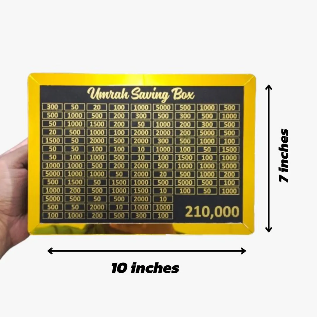 Umrah Savings Box Golden Black Wood 210k