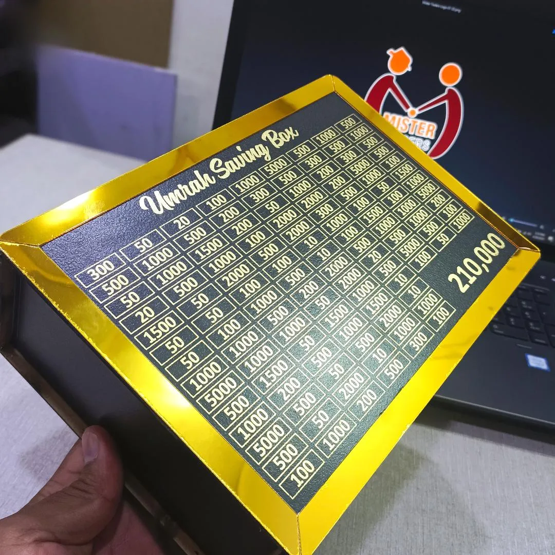 Umrah Savings Box Golden Black Wood 210k