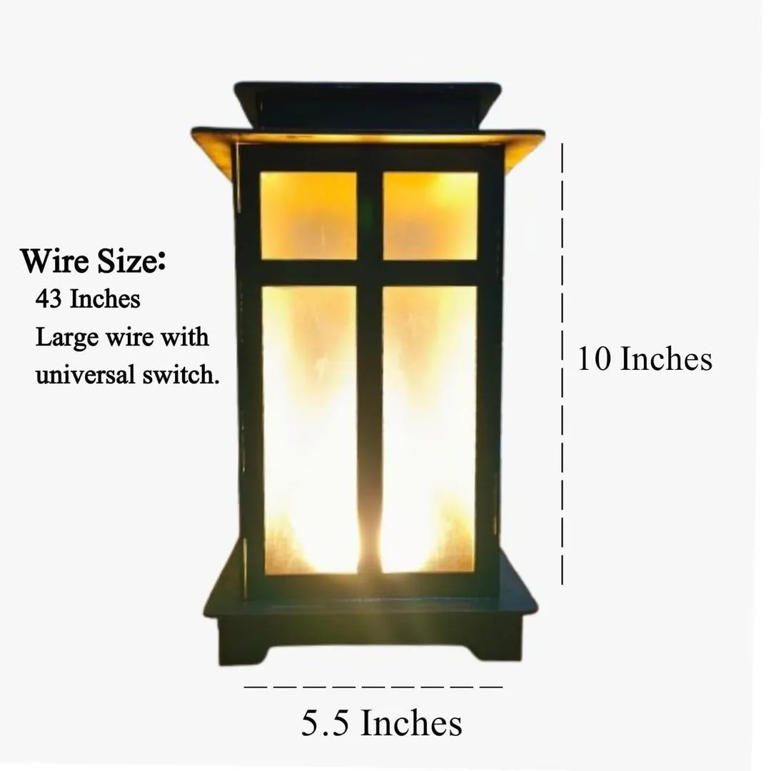 Wooden Solar Lamp with Warm Golden Glow