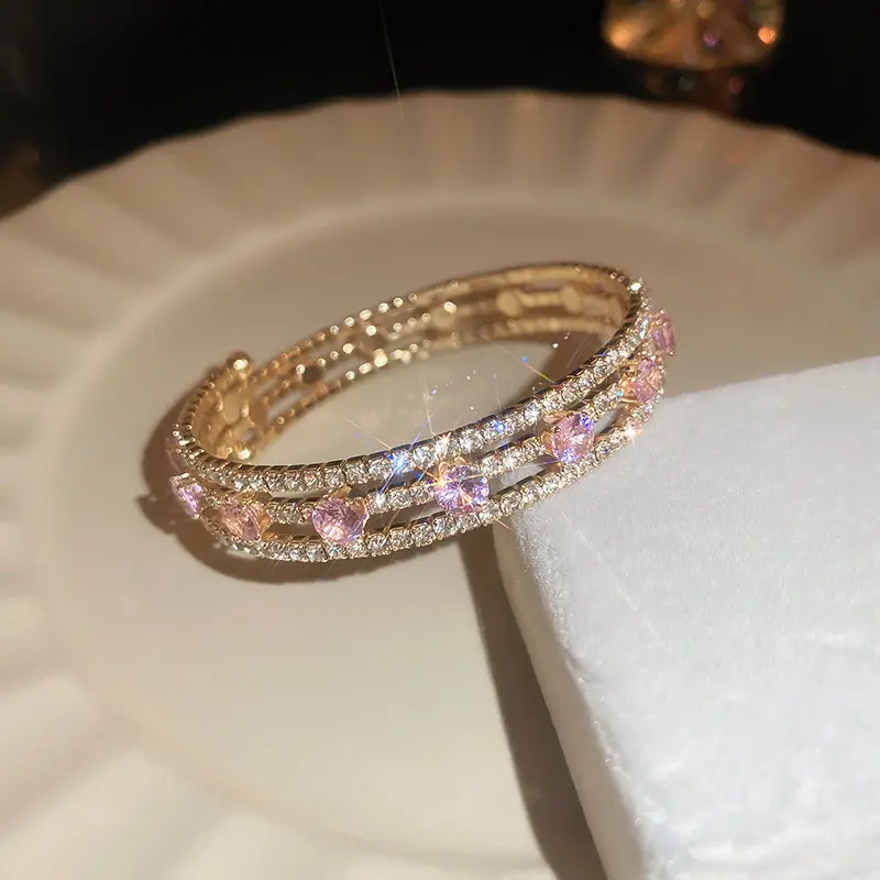 Rose Gold Zircon Bracelets Set for Women