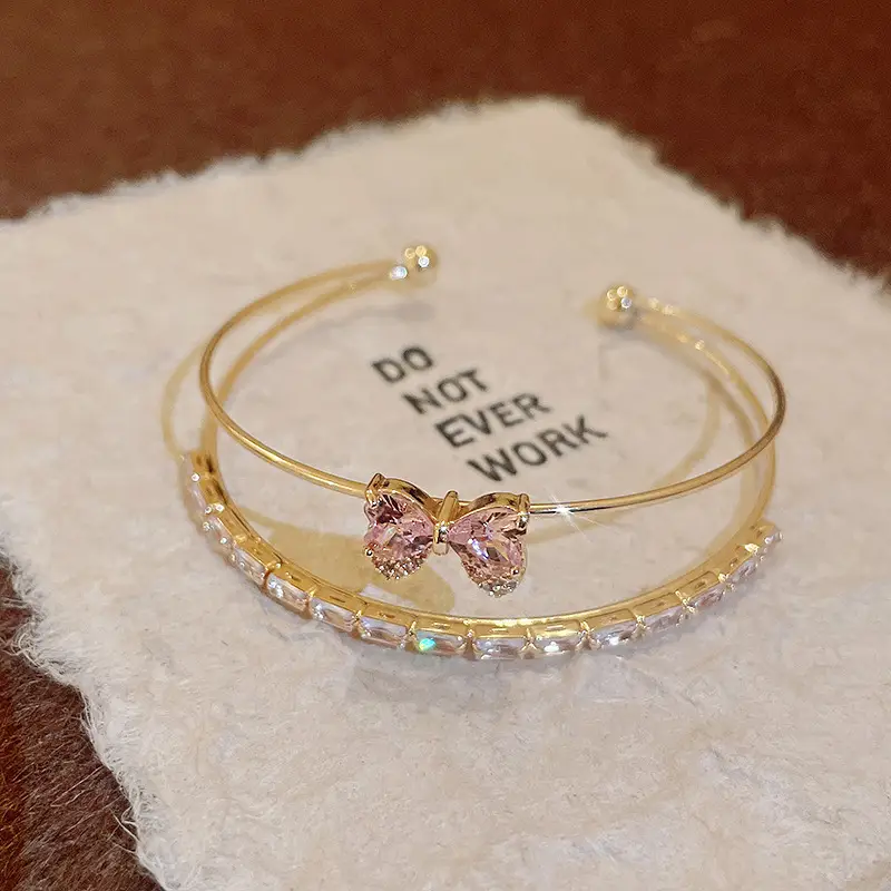 Rose Gold Zircon Bracelets Set for Women