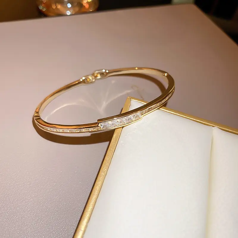 Rose Gold Zircon Bracelets Set for Women