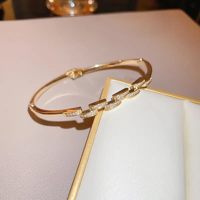 Rose Gold Zircon Bracelets Set for Women