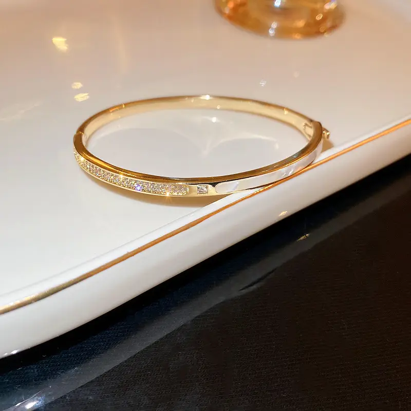 Rose Gold Zircon Bracelets Set for Women