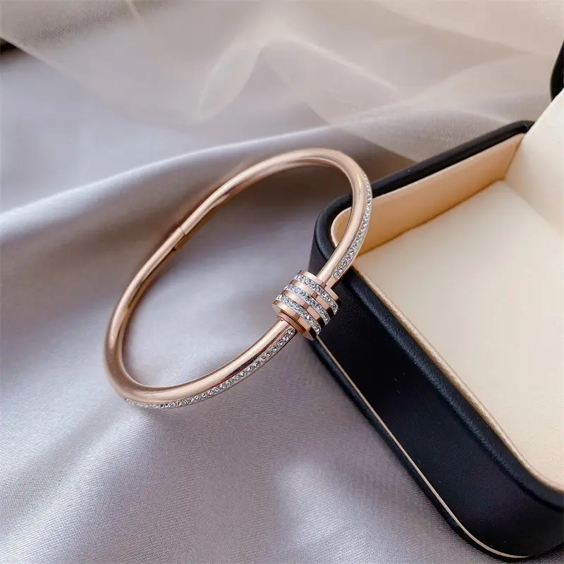 Rose Gold Zircon Bracelets Set for Women
