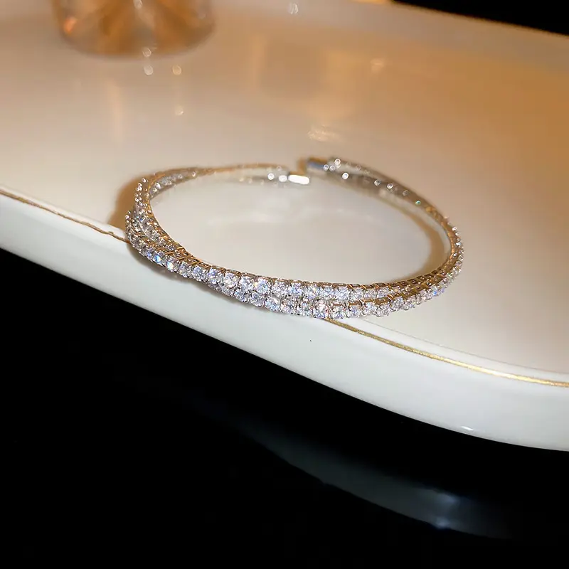 Rose Gold Zircon Bracelets Set for Women