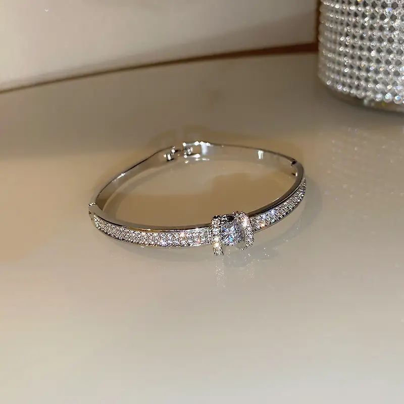 Rose Gold Zircon Bracelets Set for Women