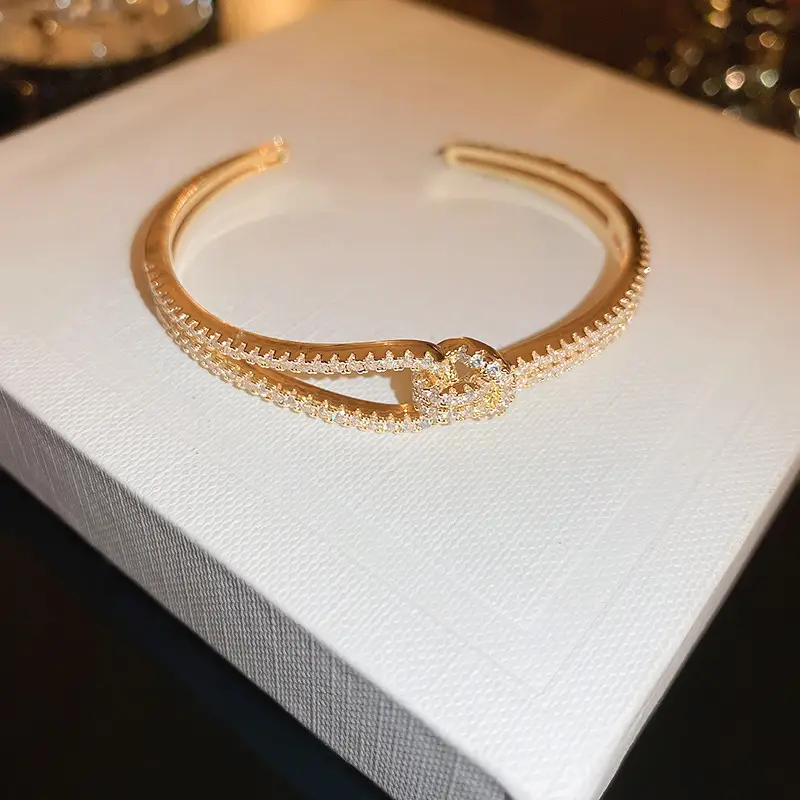 Rose Gold Zircon Bracelets Set for Women
