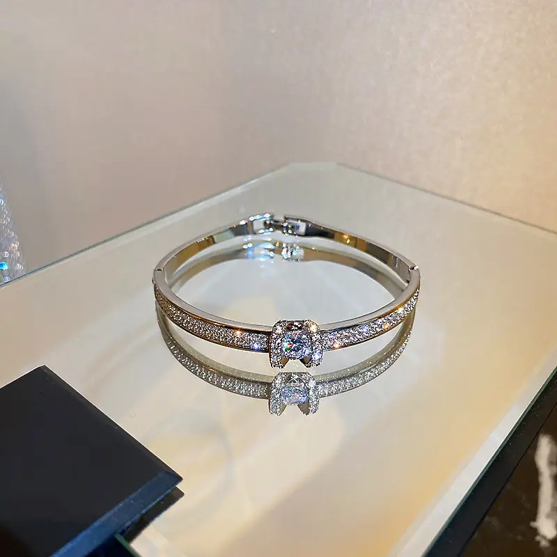 Rose Gold Zircon Bracelets Set for Women