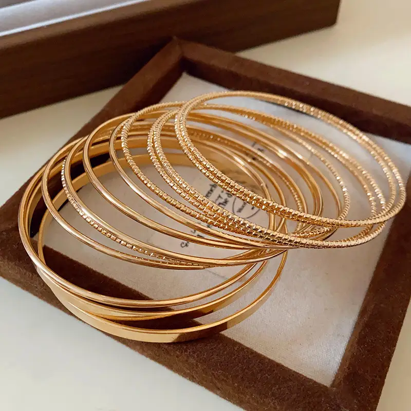 Rose Gold Zircon Bracelets Set for Women