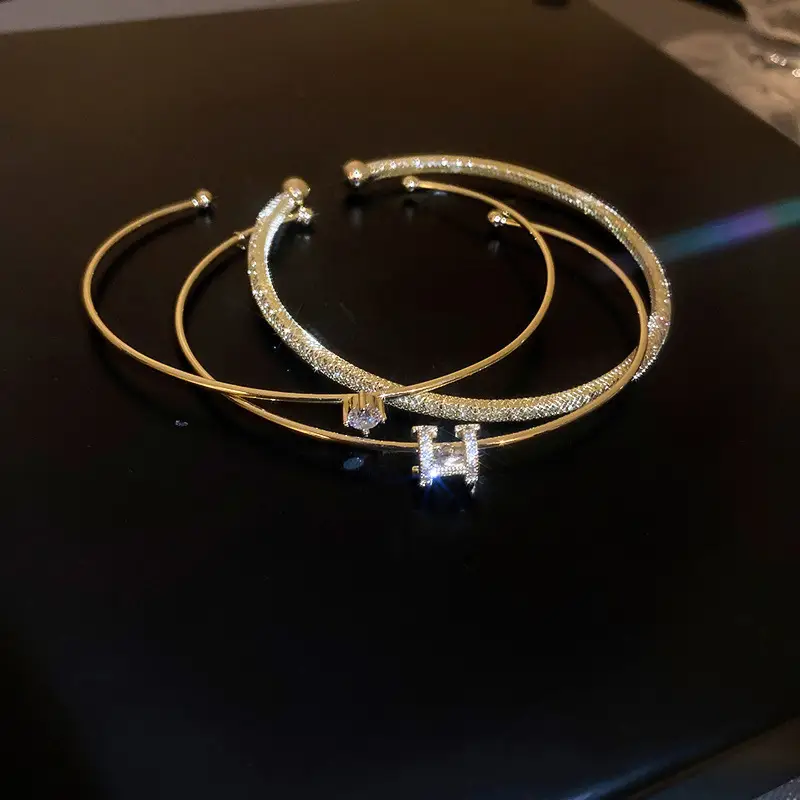 Rose Gold Zircon Bracelets Set for Women