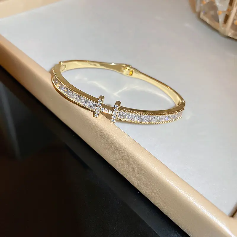 Rose Gold Zircon Bracelets Set for Women