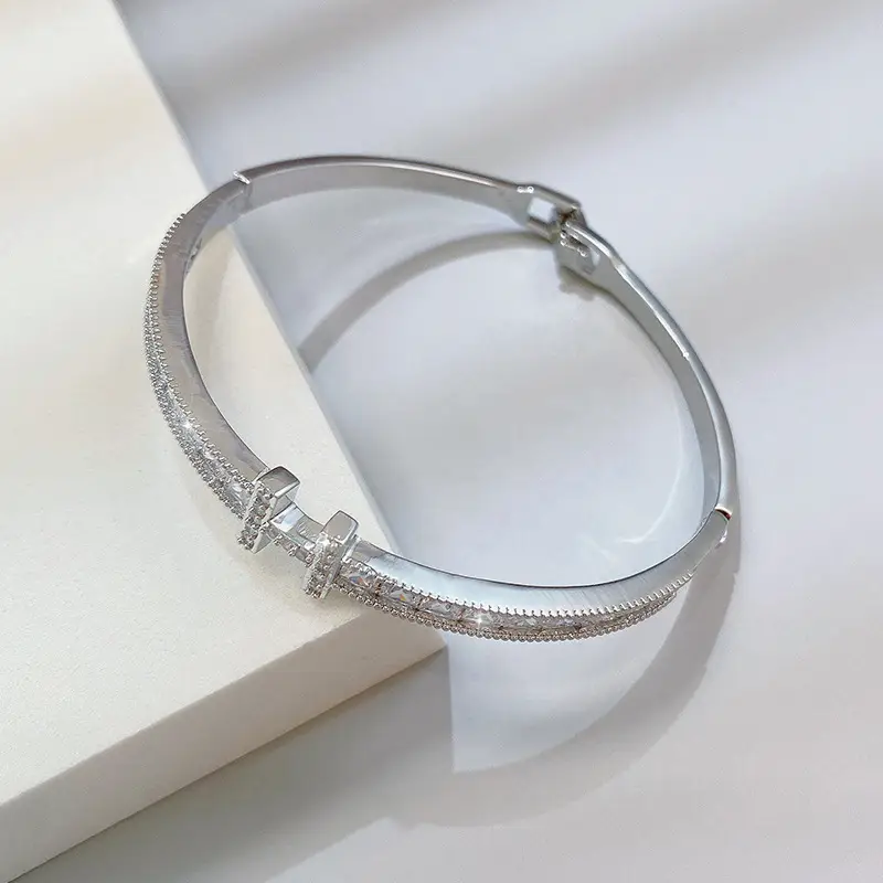 Rose Gold Zircon Bracelets Set for Women