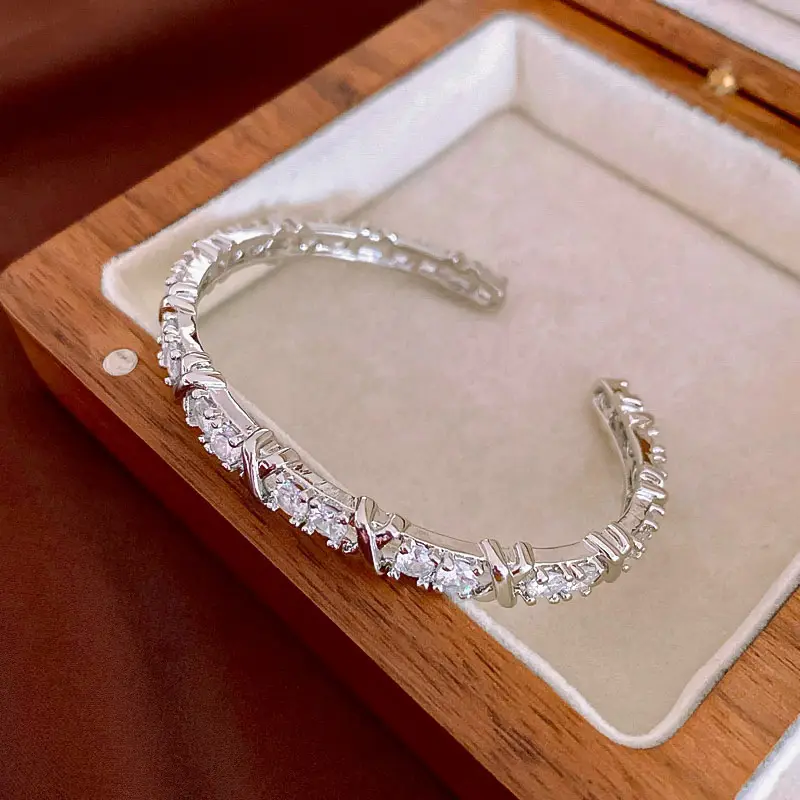 Rose Gold Zircon Bracelets Set for Women