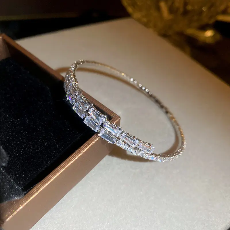Rose Gold Zircon Bracelets Set for Women