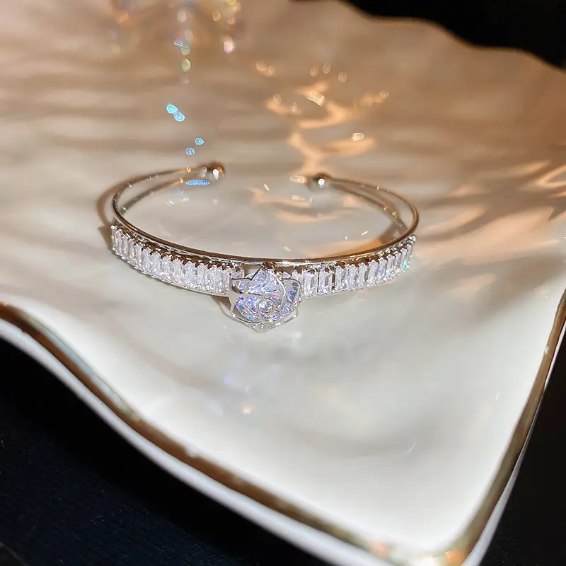 Rose Gold Zircon Bracelets Set for Women