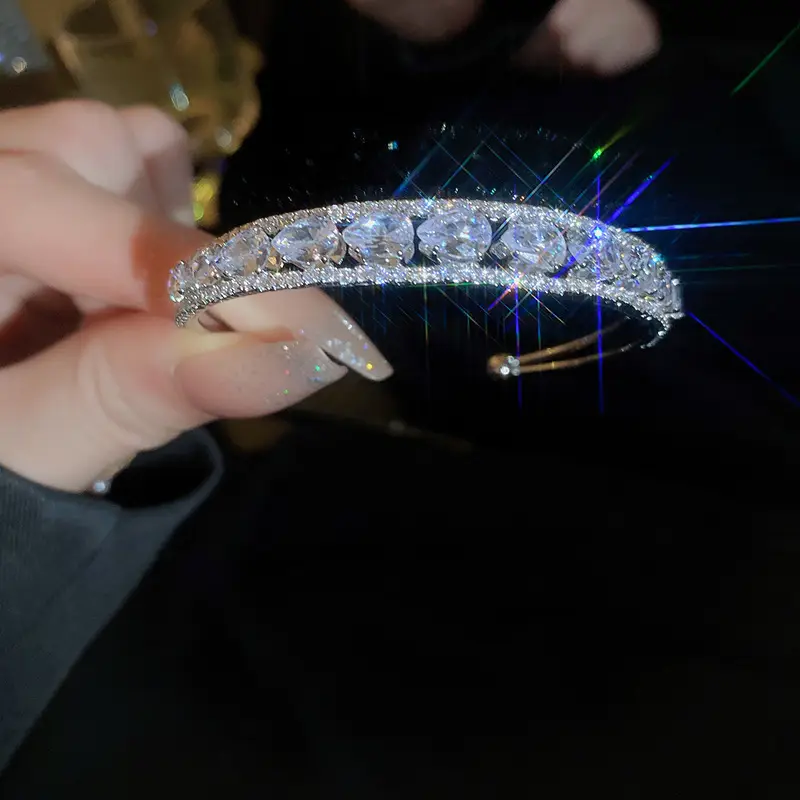 Rose Gold Zircon Bracelets Set for Women