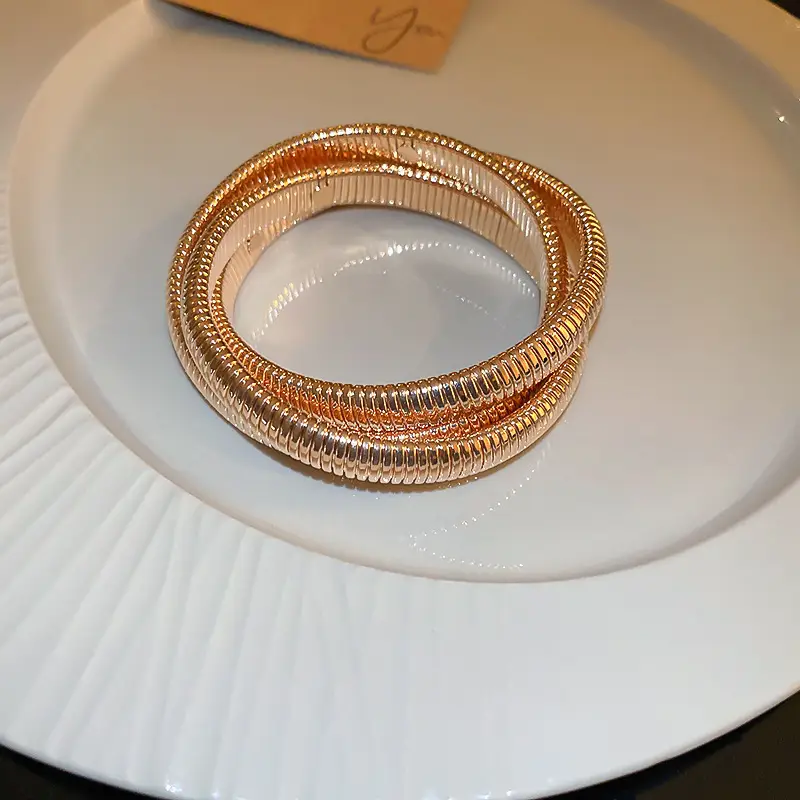 Rose Gold Zircon Bracelets Set for Women