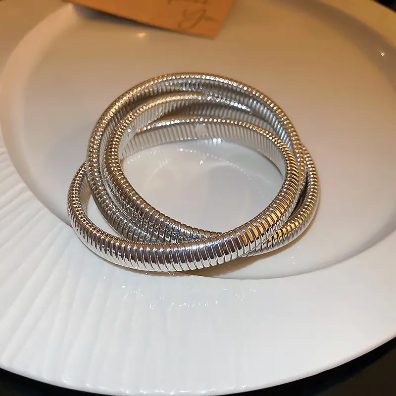 Rose Gold Zircon Bracelets Set for Women