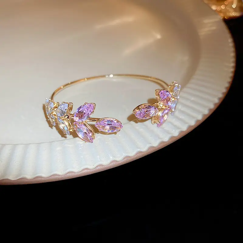 Rose Gold Zircon Bracelets Set for Women