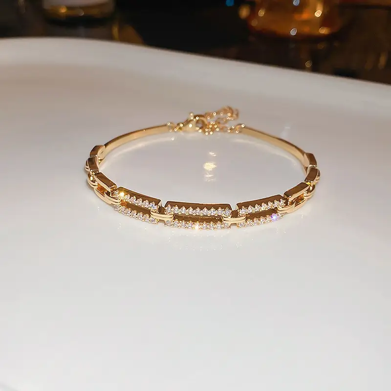 Rose Gold Zircon Bracelets Set for Women