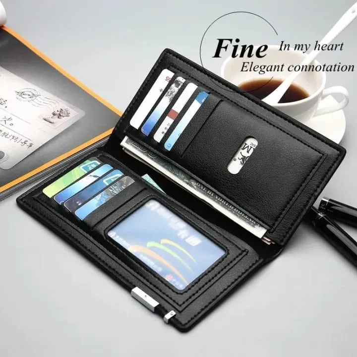 Men's PU Leather Long Wallet 9x18cm Lightweight