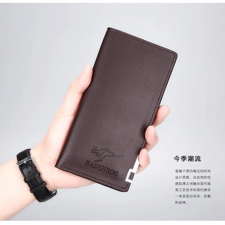 Men's PU Leather Long Wallet 9x18cm Lightweight