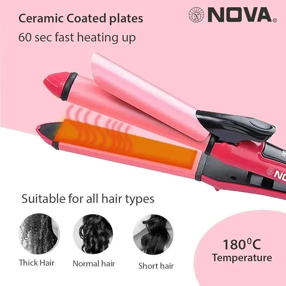 Nova 2 in 1 Hair Straightener Pink Black ABS
