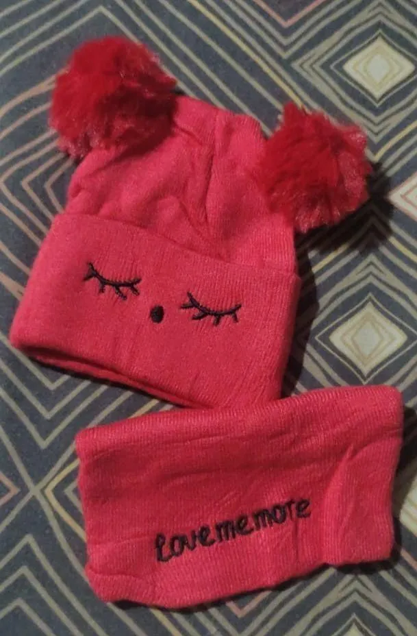 Kids Red Wool Beanie & Neck Warmer Set