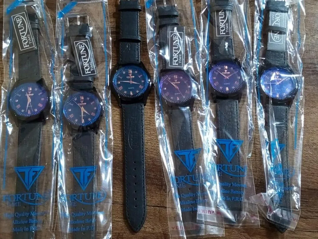 Men's Black PU Leather Strap Watch with Box