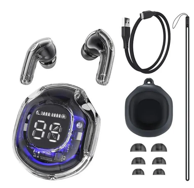 Transparent Digital Earbuds with AI Noise Cancellation & Fast Charge