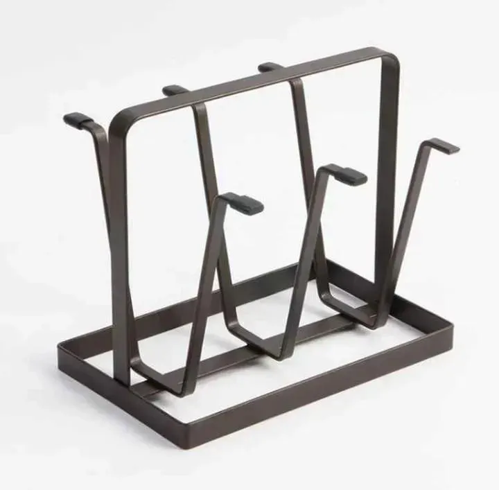 Black Metal Glass Holder for Kitchen & Office