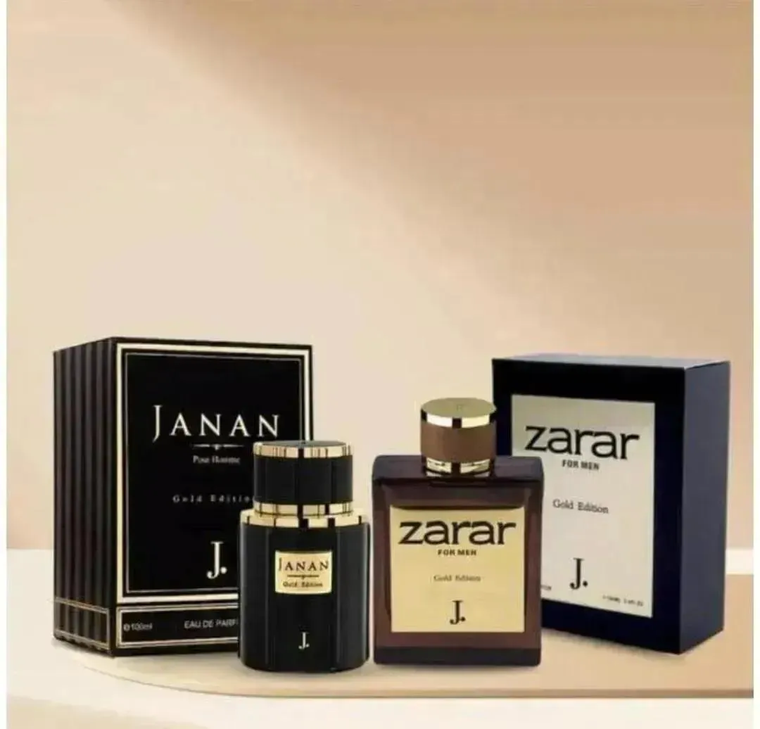 Unisex Perfume Pack Janan & Zarar Black Glass Gold Cap