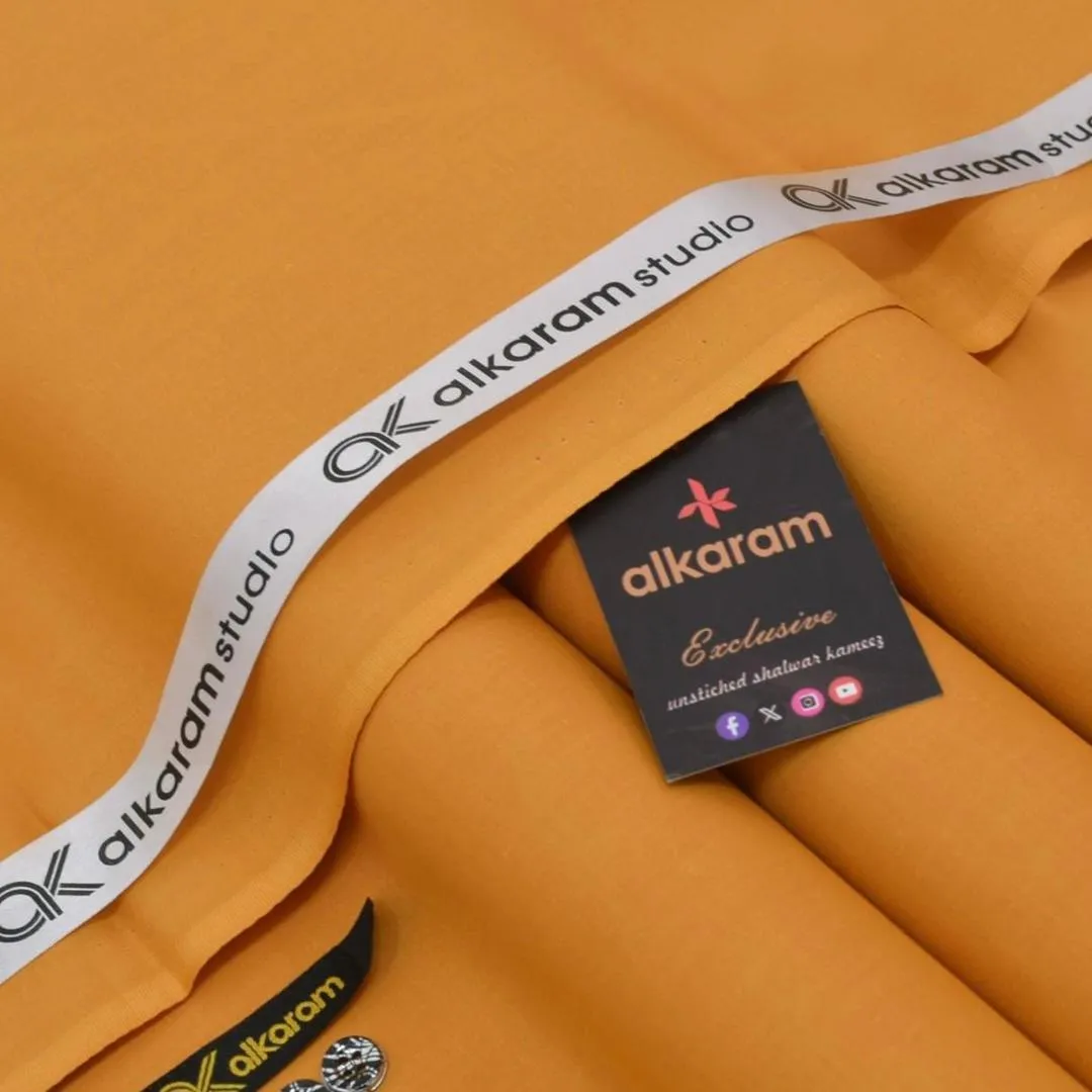Unstitched Soft Cotton Orange Suit for Men