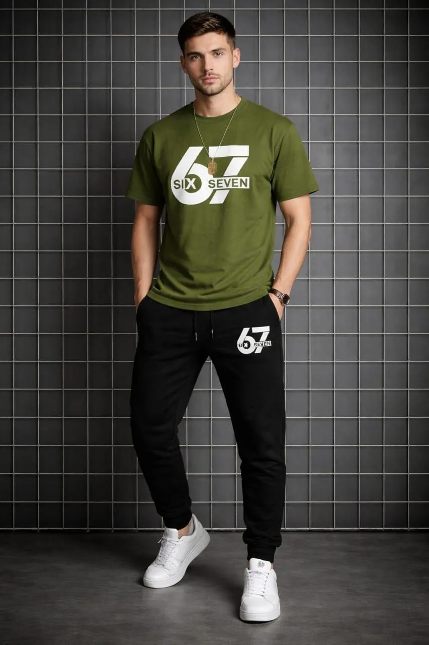 Men Printed 2-Piece Track Suit Green Black XL to 2XL