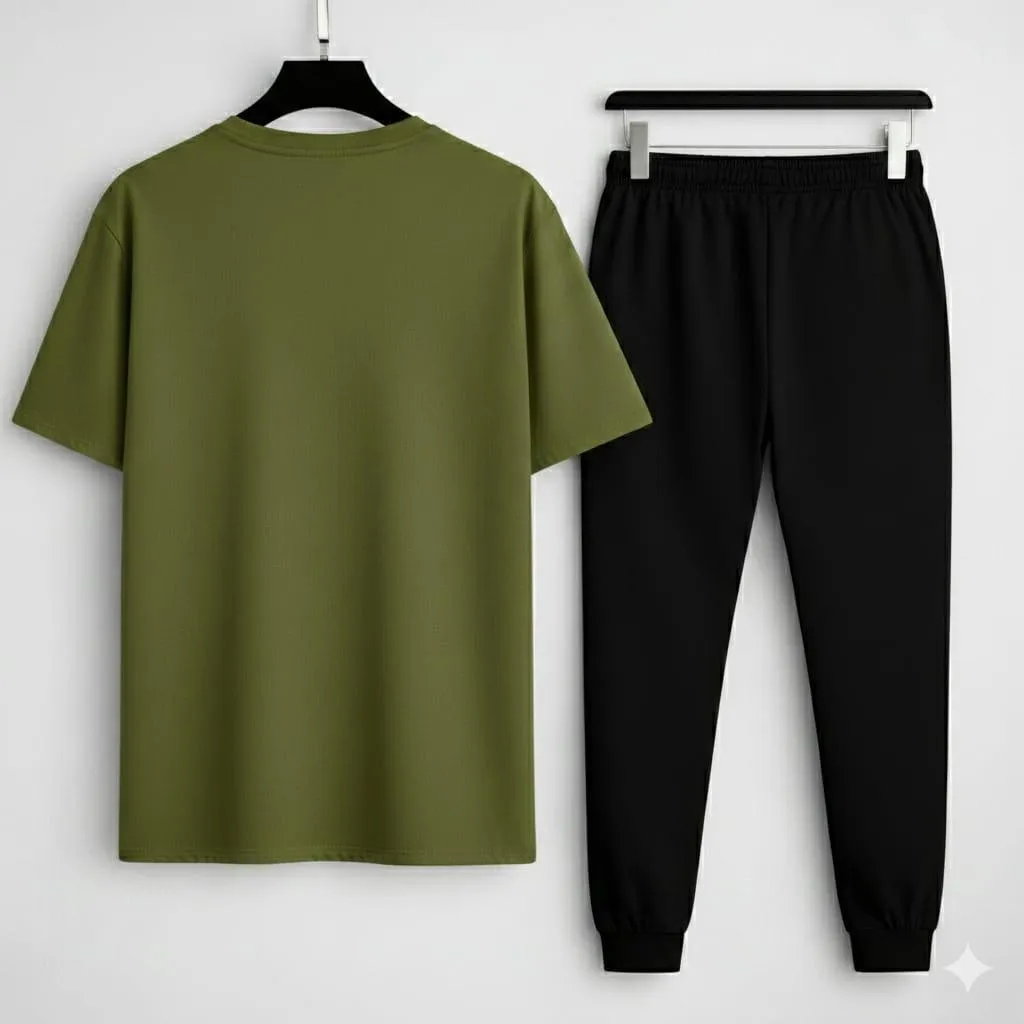 Men BMW Printed Green Track Suit Set 2Pcs Polyester